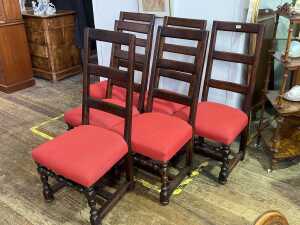 Set of six 19th century walnut ladderback dining chairs - 2