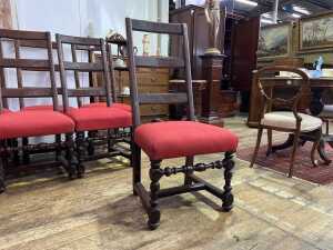 Set of six 19th century walnut ladderback dining chairs - 3