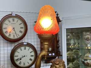 After Auguste Moreau, antique figural cherub table lamp - 4