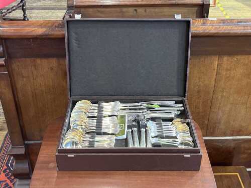 Christofle silver plated cutlery setting for twelve in felt-lined canteen
