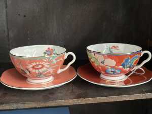 Wedgwood 'Peonia Blush' set of four tea duos - 3