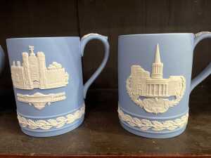 Seven Wedgwood Jasperware 1980s Christmas mugs - 4