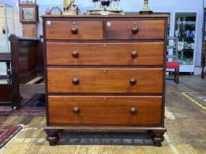 19th century cedar chest of five drawers
