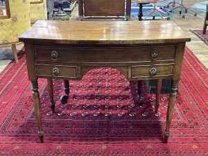 Early Victorian mahogany bow front ladies desk