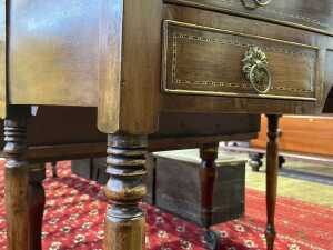 Early Victorian mahogany bow front ladies desk - 5