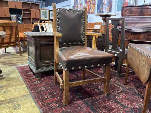 Antique Arts and Crafts oak armchair