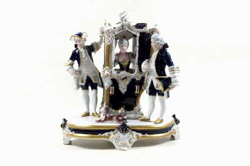 Royal Dux Rococo porcelain travelling booth