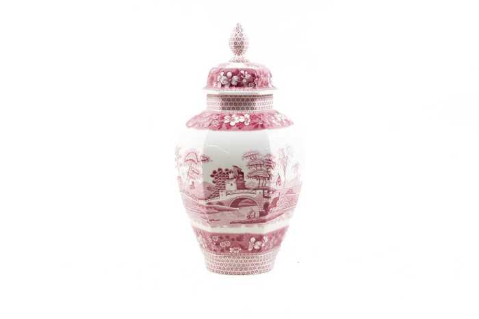 Spode 'Pink Tower' porcelain urn
