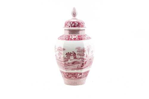 Spode 'Pink Tower' porcelain urn
