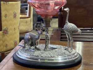 Antique OLC kerosene lamp mounted on a reproduction figural Australiana base - 2