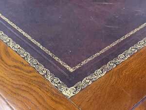 Antique oak pedestal partners desk - 4