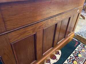 Antique oak pedestal partners desk - 7