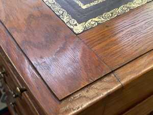 Antique oak pedestal partners desk - 8