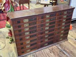 Antique draper's flight of haberdashery drawers - 2