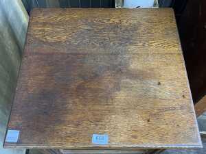 Antique oak tambour front office cabinet - 5