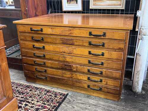 Antique timber map chest