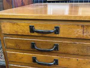 Antique timber map chest - 4