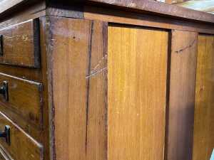 Antique timber map chest - 6