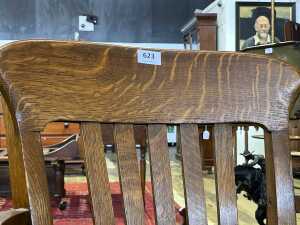 Antique oak captain's chair - 5