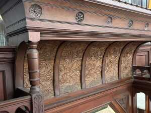 Victorian Aesthetic Movement mahogany overmantel mirror - 2