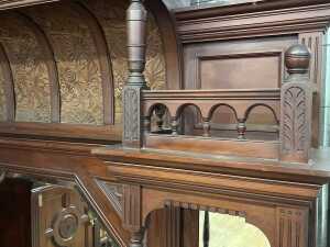 Victorian Aesthetic Movement mahogany overmantel mirror - 4