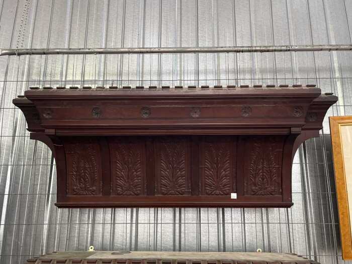 Victorian Aesthetic Movement mahogany door pediment
