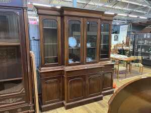 Victorian style mahogany breakfront bookcase