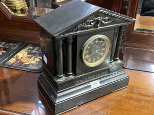 Antique French slate mantel clock, retailed by Drummond & Co. Melbourne - 2