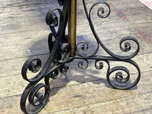 Antique wrought iron and brass floor standing kerosene lamp - 3