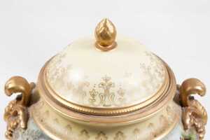 Antique European gilded porcelain twin-handled urn - 3
