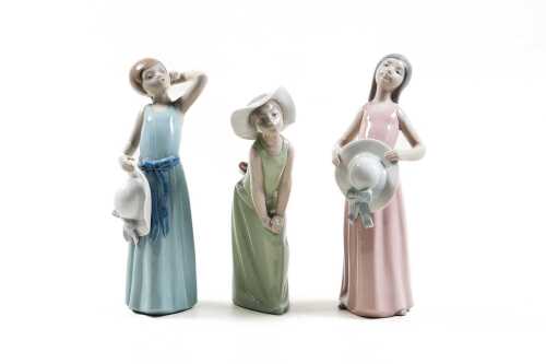 Three Lladro porcelain girl figures