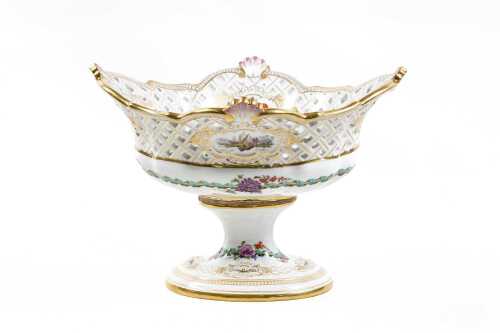 Antique Meissen porcelain pierced footed comport