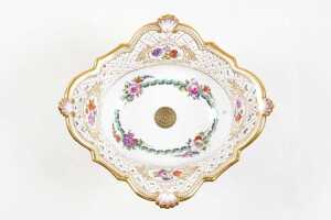 Antique Meissen porcelain pierced footed comport - 3