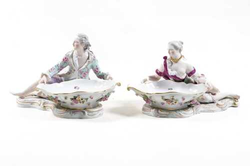 Pair of Meissen porcelain sweetmeats dishes