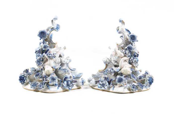 Pair of antique porcelain sconces.