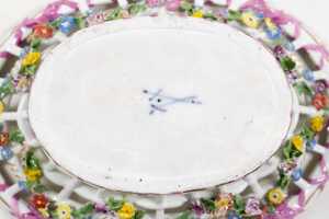 Antique Meissen porcelain hand-painted floral open weave basket - 4