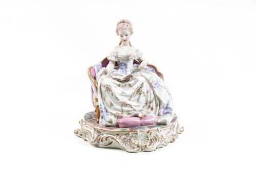 Luigi Fabris, porcelain figure of a seated lady reading