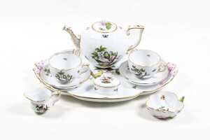 Herend hand painted porcelain tea setting for two