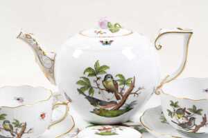 Herend hand painted porcelain tea setting for two - 2