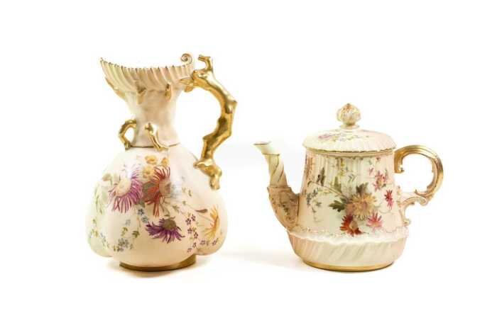 Two antique Royal Worcester blushware ceramics