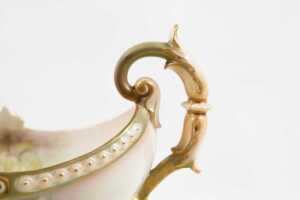 Antique Royal Worcester Hadley Ware porcelain twin handled vase, 1911 - 3