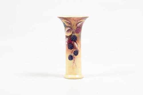 Porcelain vase hand painted by Terence Nutt of Worcester