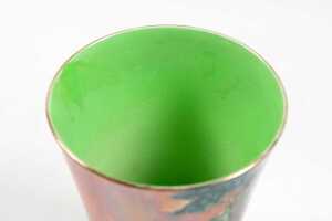 Carlton Ware 'Rabbits at Dusk' lustre porcelain conical vase with hooped design to base - 3