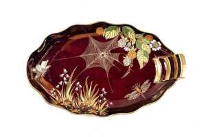 Carlton Ware hand-painted 'Spider's Web' Rouge Royale dish