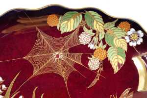Carlton Ware hand-painted 'Spider's Web' Rouge Royale dish - 2