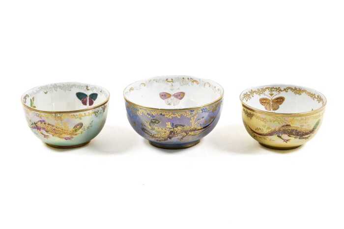 Three antique Crown Devon Lustre bowls