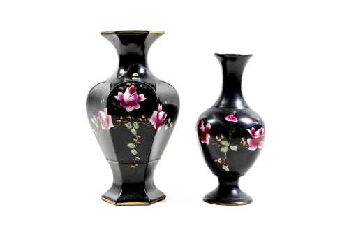 Two antique Blythe ceramic hand-painted vases