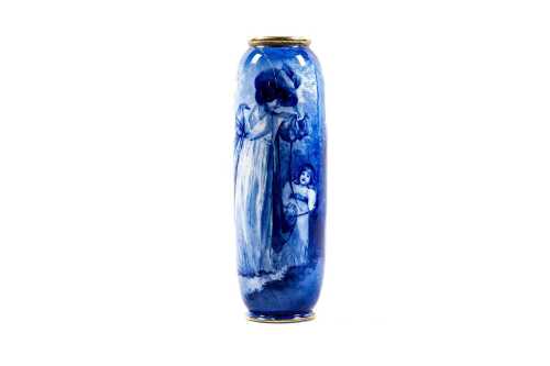Antique Royal Doulton 'Blue Children' series porcelain vase, c.1890-1915