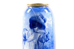Antique Royal Doulton 'Blue Children' series porcelain vase, c.1890-1915 - 2