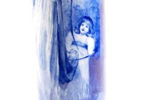 Antique Royal Doulton 'Blue Children' series porcelain vase, c.1890-1915 - 3